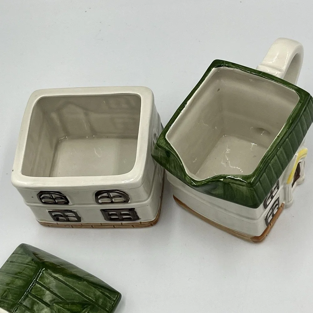 Vintage Jay Imports Cottages Ceramic Sugar & Creamer Set‎ Cottage Farmhouse Core